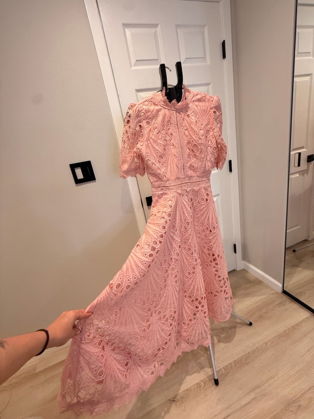 Lace Maxi Dress in Blush Pink